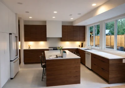 Modern kitchen with walnut accents