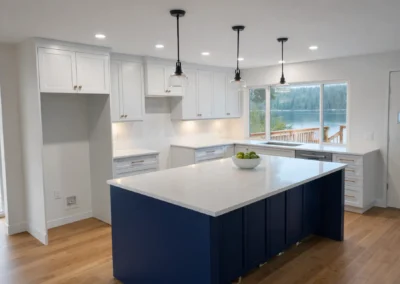 Modern Lake House Kitchen with view